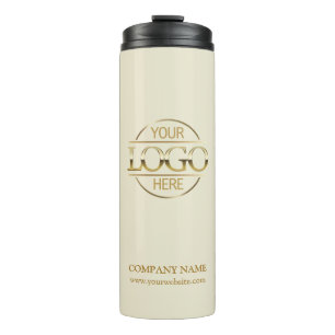 Elegant Beige Promotiebedrijf Zakelijk Logo Thermosbeker