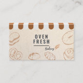 Elegant  Beige QR Code Bakkerij Visitekaartje (Voorkant)