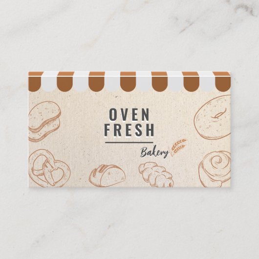 Elegant  Beige QR Code Bakkerij Visitekaartje (Voorkant)