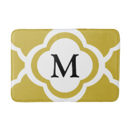 Elegant Beige Quatrefoil Monogram Badmat