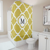 Elegant Beige Quatrefoil Monogram Douchegordijn (In situ)