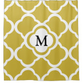 Elegant Beige Quatrefoil Monogram Douchegordijn (Voorkant)
