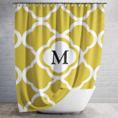 Elegant Beige Quatrefoil Monogram Douchegordijn