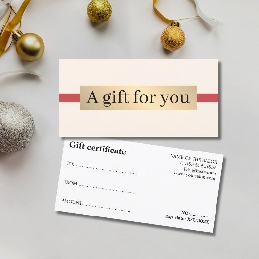 Elegant Beige Red Faux Golden Holiday Beauty