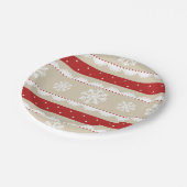 Elegant Beige Rood Wit Kerst Sneeuwvlok Ontwerp Papieren Bordje (Gekanteld)