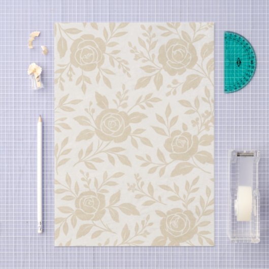Elegant Beige Roos Decoupage Tissue Papier (Craft)
