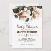 Elegant Beige Roos Meisje Baby shower Kaart (Voorkant)