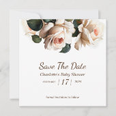 Elegant Beige Roos Meisje Baby shower Save The Date (Voorkant)