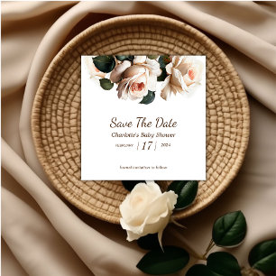 Elegant Beige Roos Meisje Baby shower Save The Date