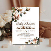 Elegant Beige Roos Meisje Baby shower Uitnodiging