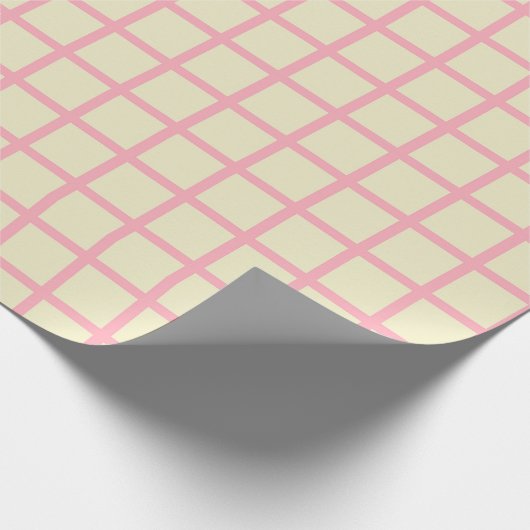 Elegant Beige & Roze Grid Inpakpapier (Hoek)