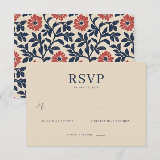 Elegant Beige RSVP Card (Voorkant / Achterkant)