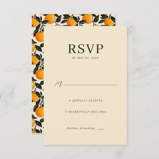 Elegant Beige RSVP Card (Voorkant / Achterkant)