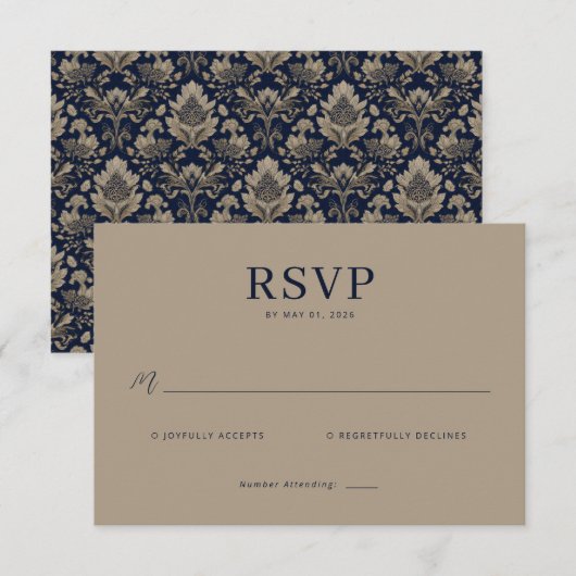 Elegant Beige RSVP Card Kaartje (Voorkant / Achterkant)