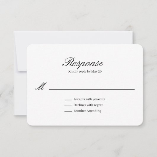 Elegant beige RSVP-reactiekaart RSVP Kaartje (Voorkant)