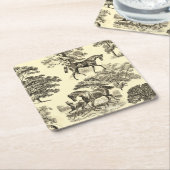 Elegant Beige rustieke paarden Toile Kartonnen Onderzetters (Schuin)