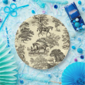 Elegant Beige rustieke paarden Toile Papieren Bordje (Feest)
