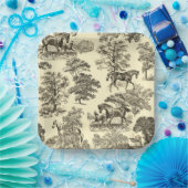 Elegant Beige rustieke paarden Toile Papieren Bordje (Feest)