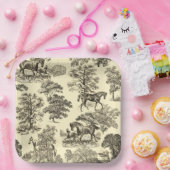 Elegant Beige rustieke paarden Toile Papieren Bordje (Feest)