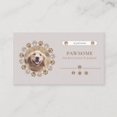 Elegant Beige Schattige Pet Influencer Social Medi Visitekaartje (Voorkant)