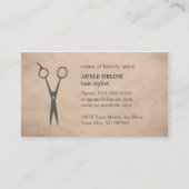 Elegant  Beige Scissor Hair Stylist Visitekaartje (Voorkant)