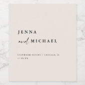 Elegant Beige Script Bruiloftsnamen Custom Wijn Etiket (Enkel label)