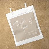 Elegant beige script Dank u Baby shower Bedankzakje