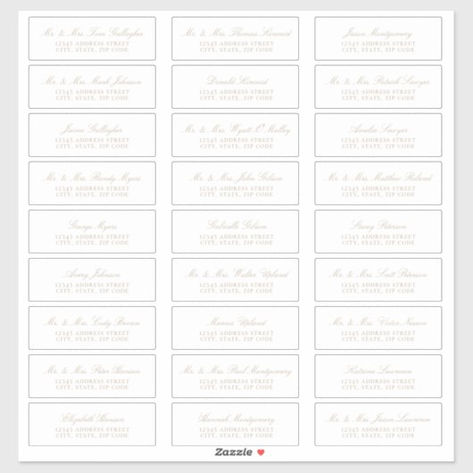 Elegant Beige Script Guest Adresetiketten Sticker (Vel)