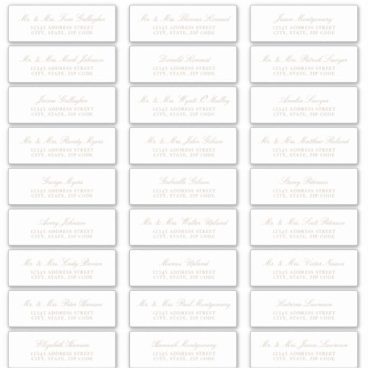 Elegant Beige Script Guest Adresetiketten Sticker (Voorkant)