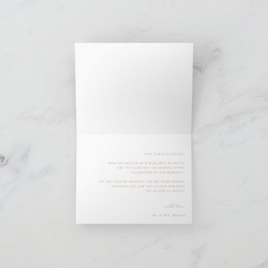 Elegant Beige Script Trouwfoto Bedankkaart (Binnen)
