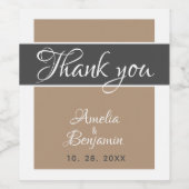 Elegant Beige Script Weddenschap Hartelijk dank Wijn Etiket (Enkel label)