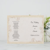 Elegant Beige Scrollwork Wedding Programme (Staand voorkant)