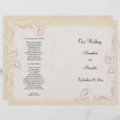 Elegant Beige Scrollwork Wedding Programme (Voorkant / Achterkant)