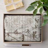 Elegant Beige Sepia Deer Flowers Script Tissuepapier (Geschenk)