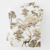 Elegant  Beige Sepia Deer Fox Country Toile Inpakpapier Vel (In situ)