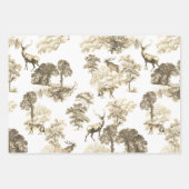 Elegant  Beige Sepia Deer Fox Country Toile Inpakpapier Vel (Voorkant)
