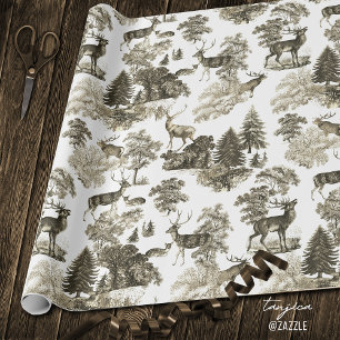 Elegant  Beige Sepia Herten in Woodland Cadeaupapier