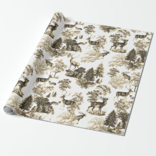 Elegant  Beige Sepia Herten in Woodland Cadeaupapier