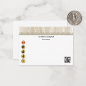 Elegant Beige Silk, Social Media & QR Code Notitiekaartje (Voorkant / Achterkant in situ)