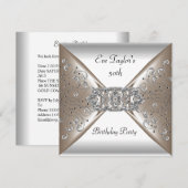 Elegant Beige Silver White 50e verjaardag Kaart (Voorkant / Achterkant)