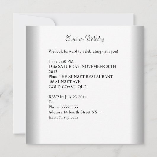 Elegant Beige Silver White 50e verjaardag Kaart (Achterkant)