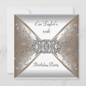Elegant Beige Silver White 50e verjaardag Kaart (Voorkant)