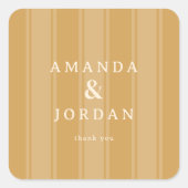 Elegant Beige Striped Thank You Vierkante Sticker (Voorkant)