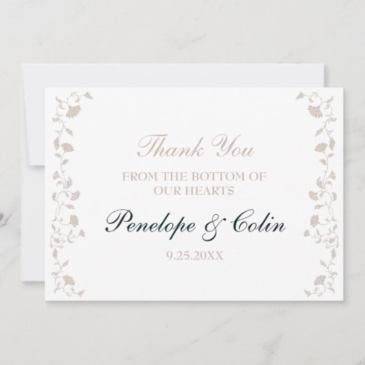 Elegant Beige Tan Bibliotheek Boek Hoesje Bruiloft Bedankkaart (Voorkant)