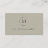 Elegant Beige Taupe Circle Monogram Business Card Visitekaartje (Voorkant)