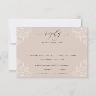 Elegant Beige Taupe Classic Neutral Wedding RSVP Kaartje
