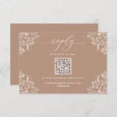 Elegant Beige Taupe Neutral Wedding QR Code RSVP Kaartje (Voorkant / Achterkant)