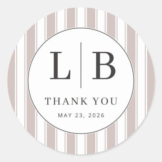 Elegant Beige Thank You Circle Ronde Sticker (Voorkant)