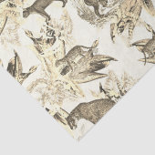 Elegant  Beige Toile Wild Cats Oerwoud Tissuepapier (Detail)