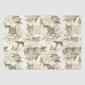 Elegant Beige Toile Wild Cats Oerwoud Tissuepapier (Voorkant)
